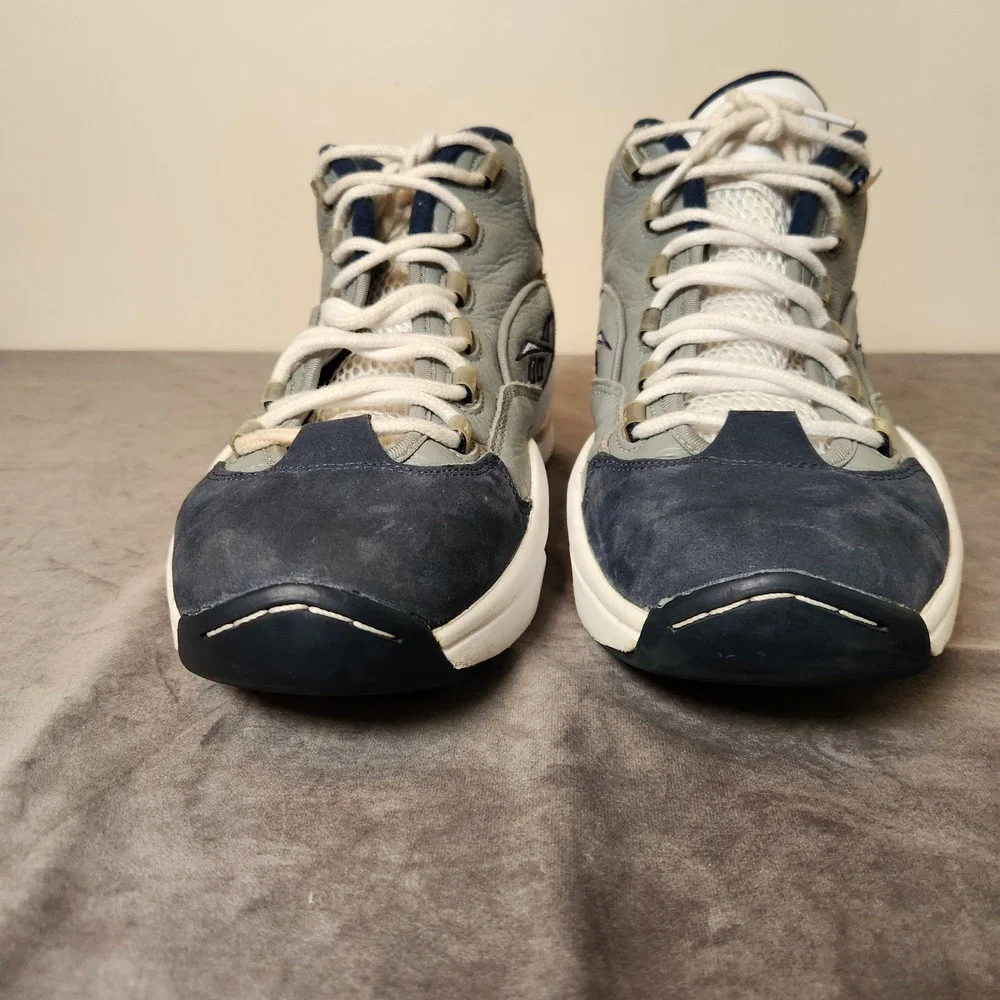 Reebok Question Mid Georgetown Men Size 12 J99179 Grey Navy Basketball Shoes